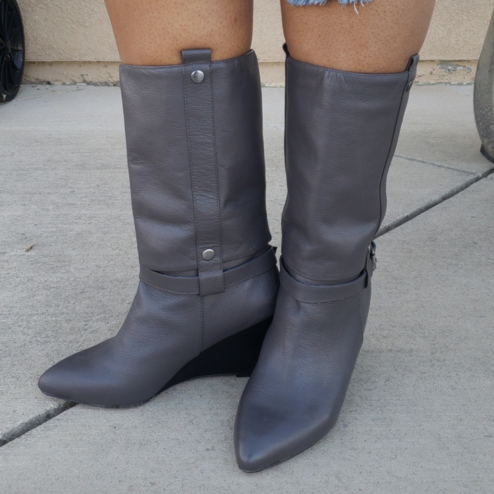 Mid Shaft Wedge Heel Boots